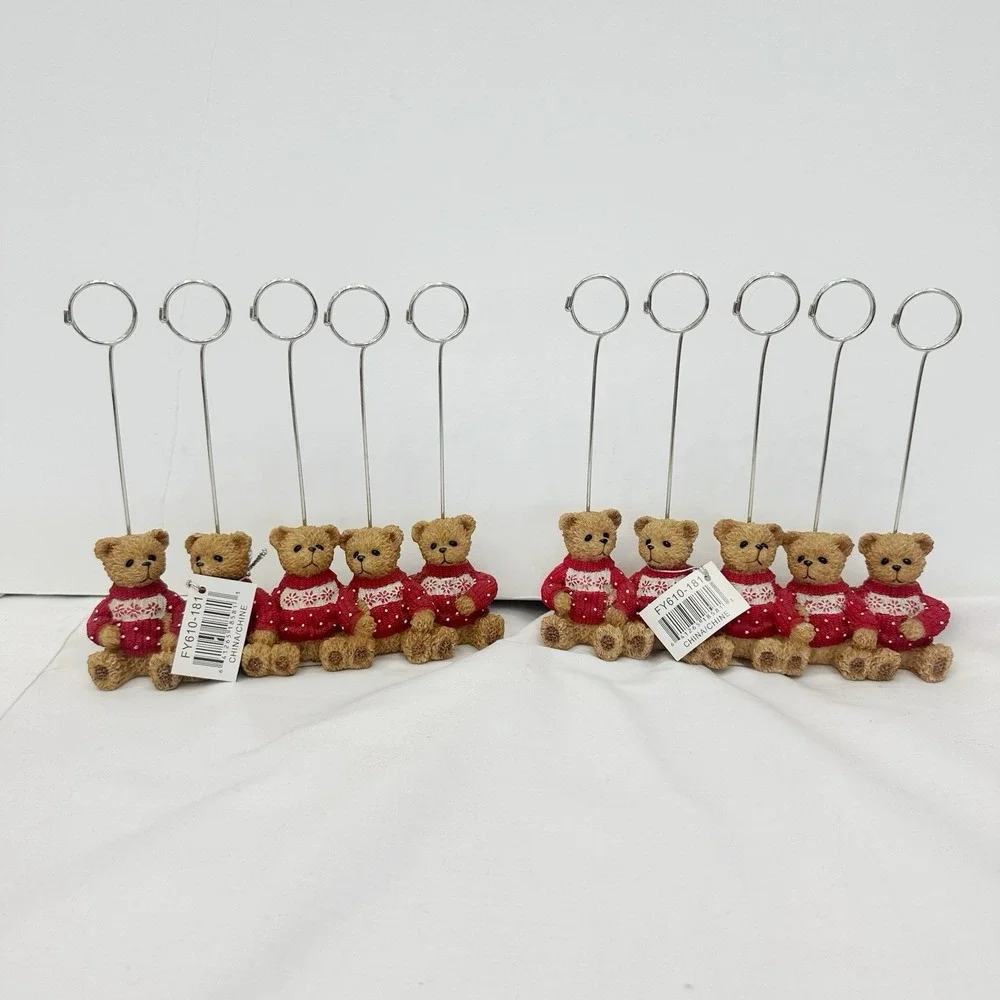 Sia Collection Christmas‎ Teddy Bear Picture Holders 2 Groups of 5 Red sweater
